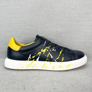 Robert Graham Mens 8.5 Immersion Sneakers Leather Black‎ Leather Paint Splatter